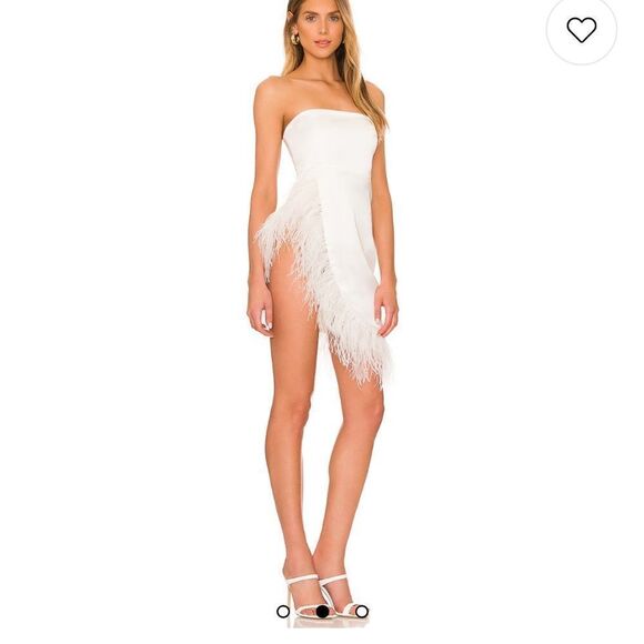 NBD Celine white feather asymmetrical strapless dress XS Revolve - Picture 2 of 7